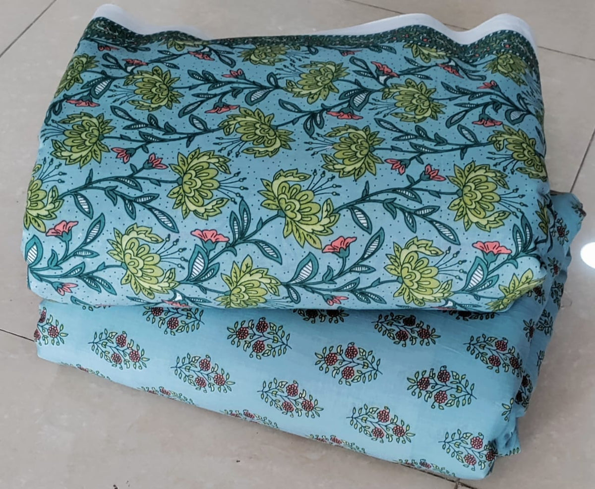 Premium Hand Block Printed Cotton Suit Top And Bottom Set (BCTTB18)