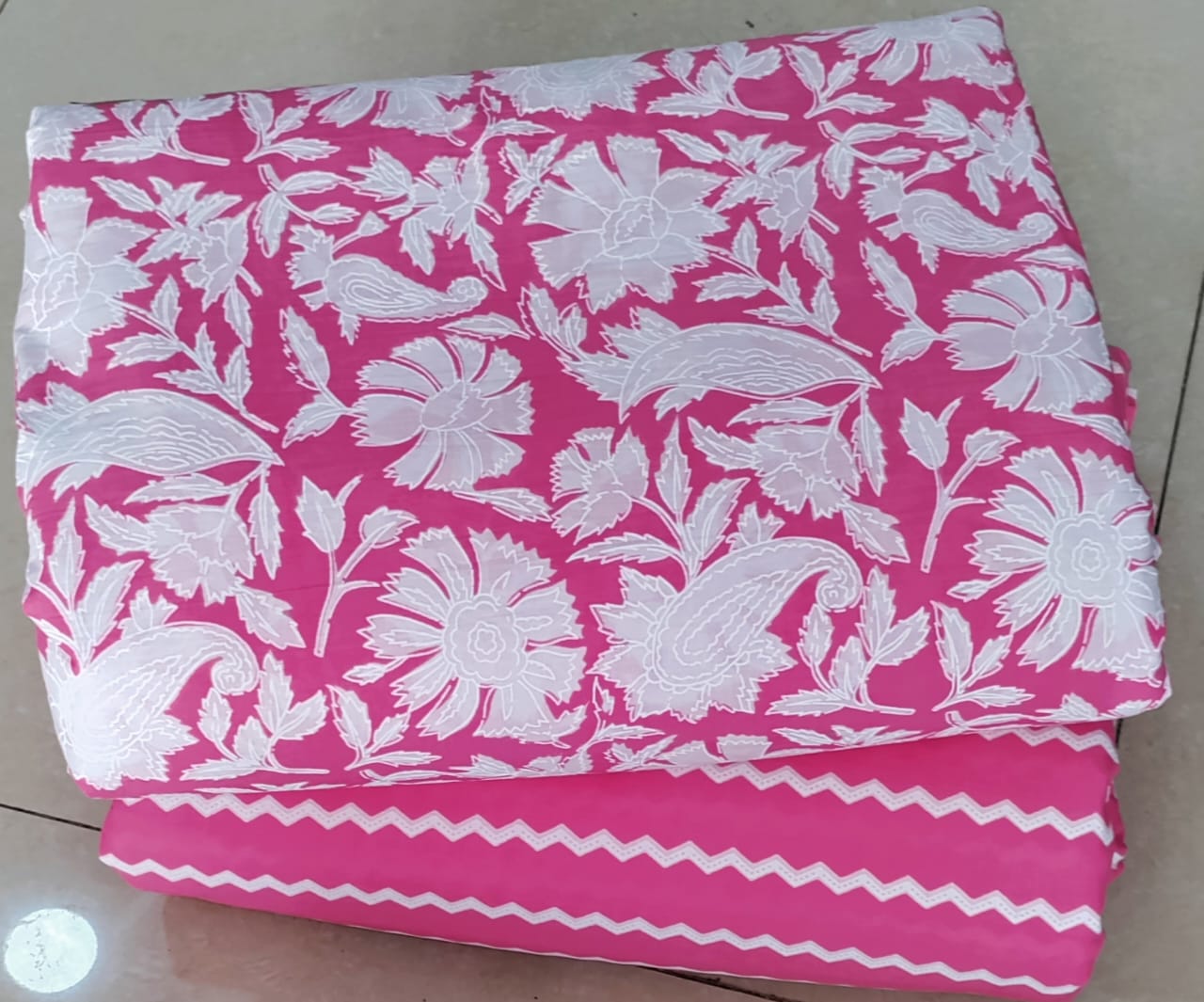 Premium Hand Block Printed Cotton Suit Top And Bottom Set (BCTTB30)