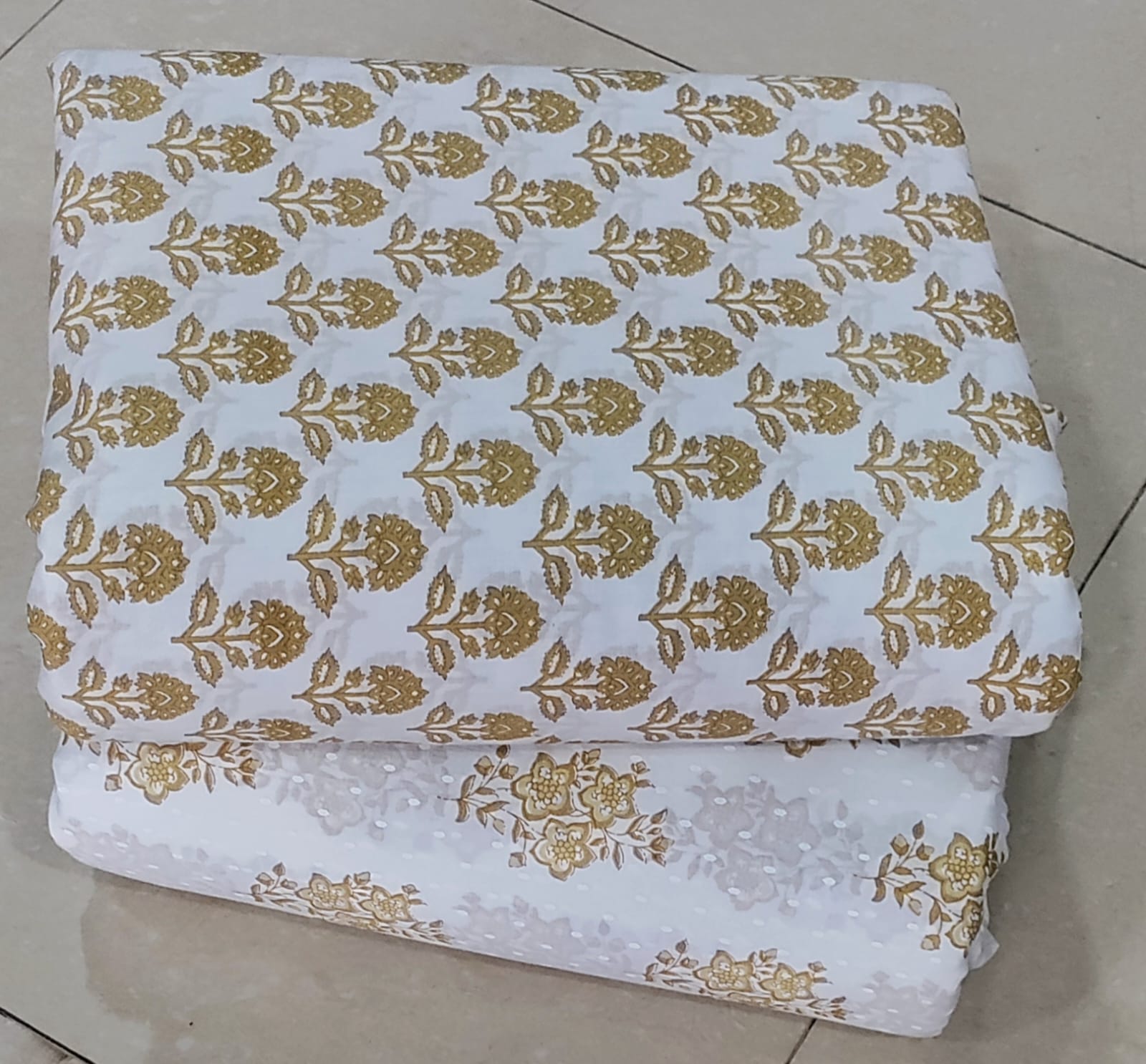 Premium Hand Block Printed Cotton Suit Top And Bottom Set (BCTTB35)