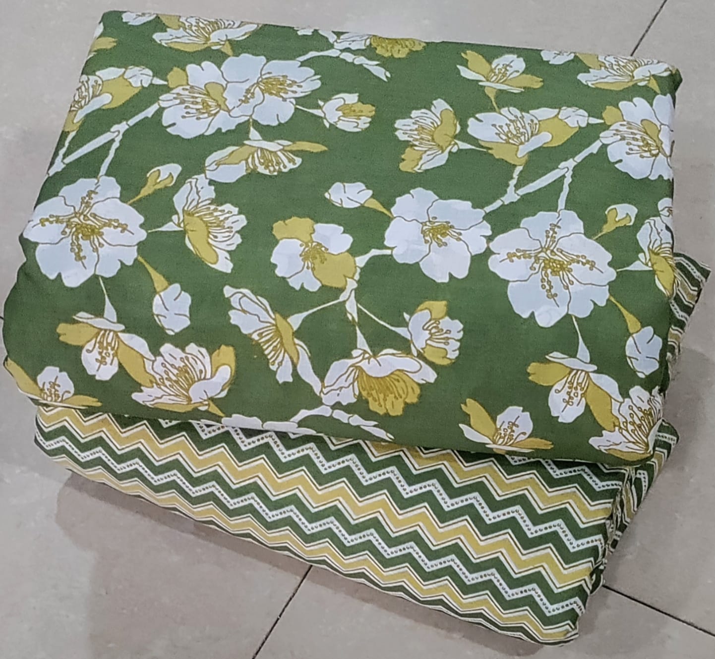 Premium Hand Block Printed Cotton Suit Top And Bottom Set (BCTTB37)