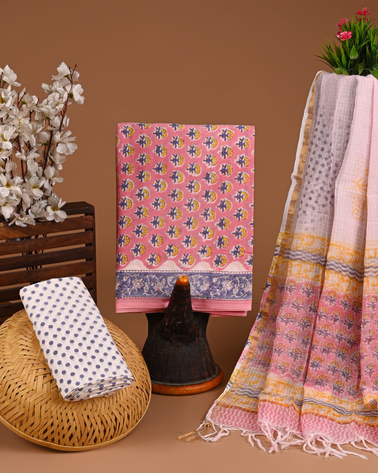 Premium Cotton Suit with Kota Doria Dupatta (BCTCOTKD06)