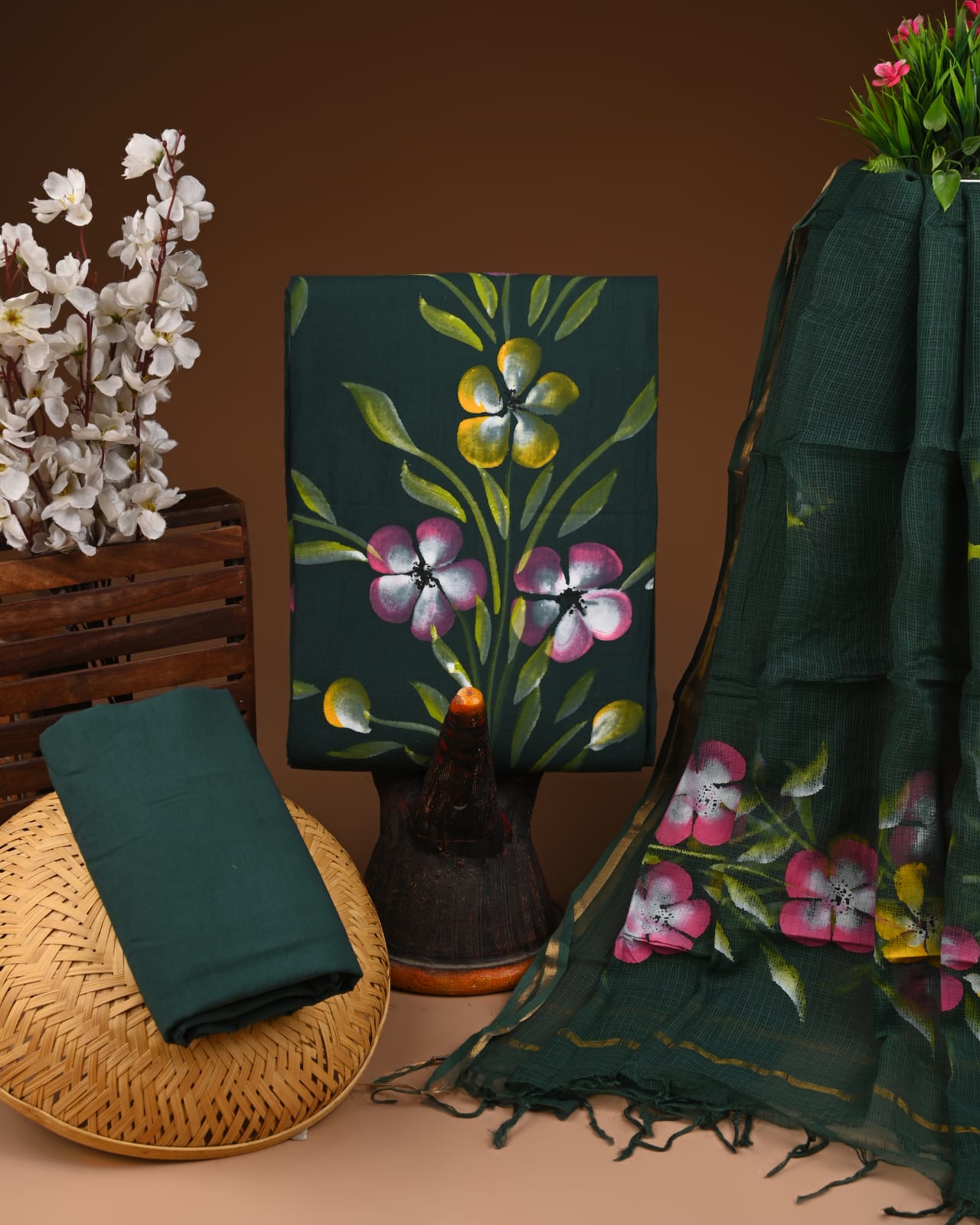 Premium Cotton Suit with Kota Doria Dupatta (BCTCOTKD05)