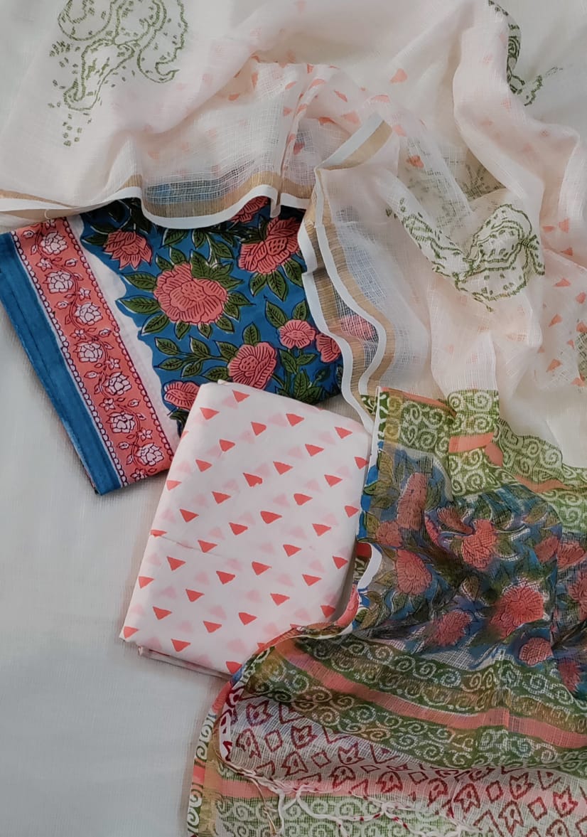Premium Cotton Suit with Kota Doria Dupatta