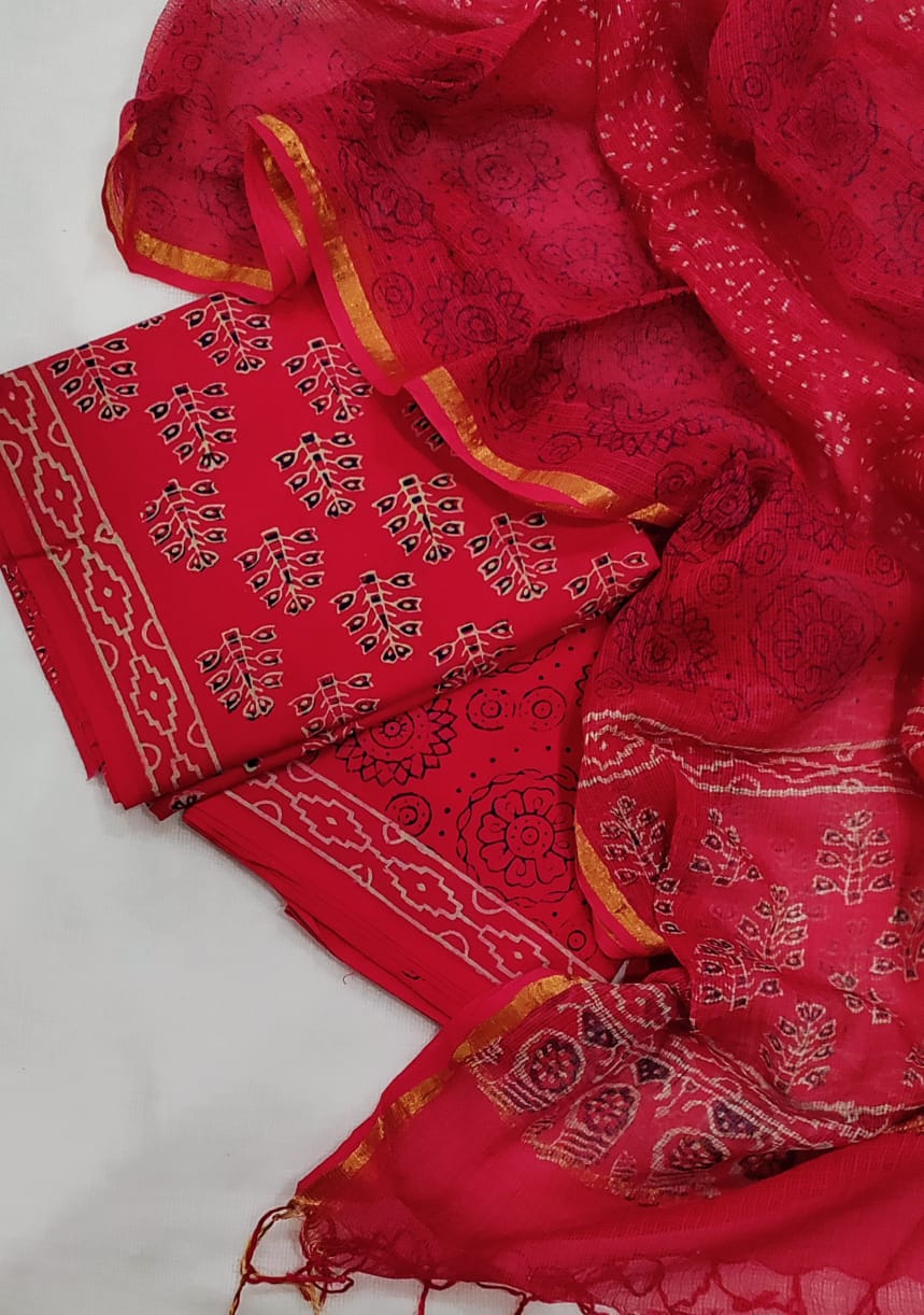 Premium Cotton Suit with Kota Doria Dupatta