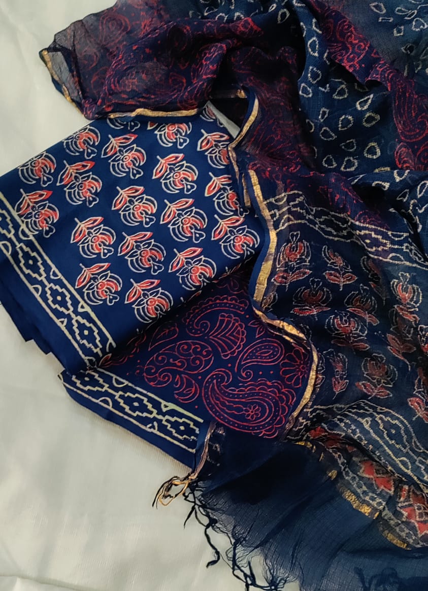 Premium Cotton Suit with Kota Doria Dupatta