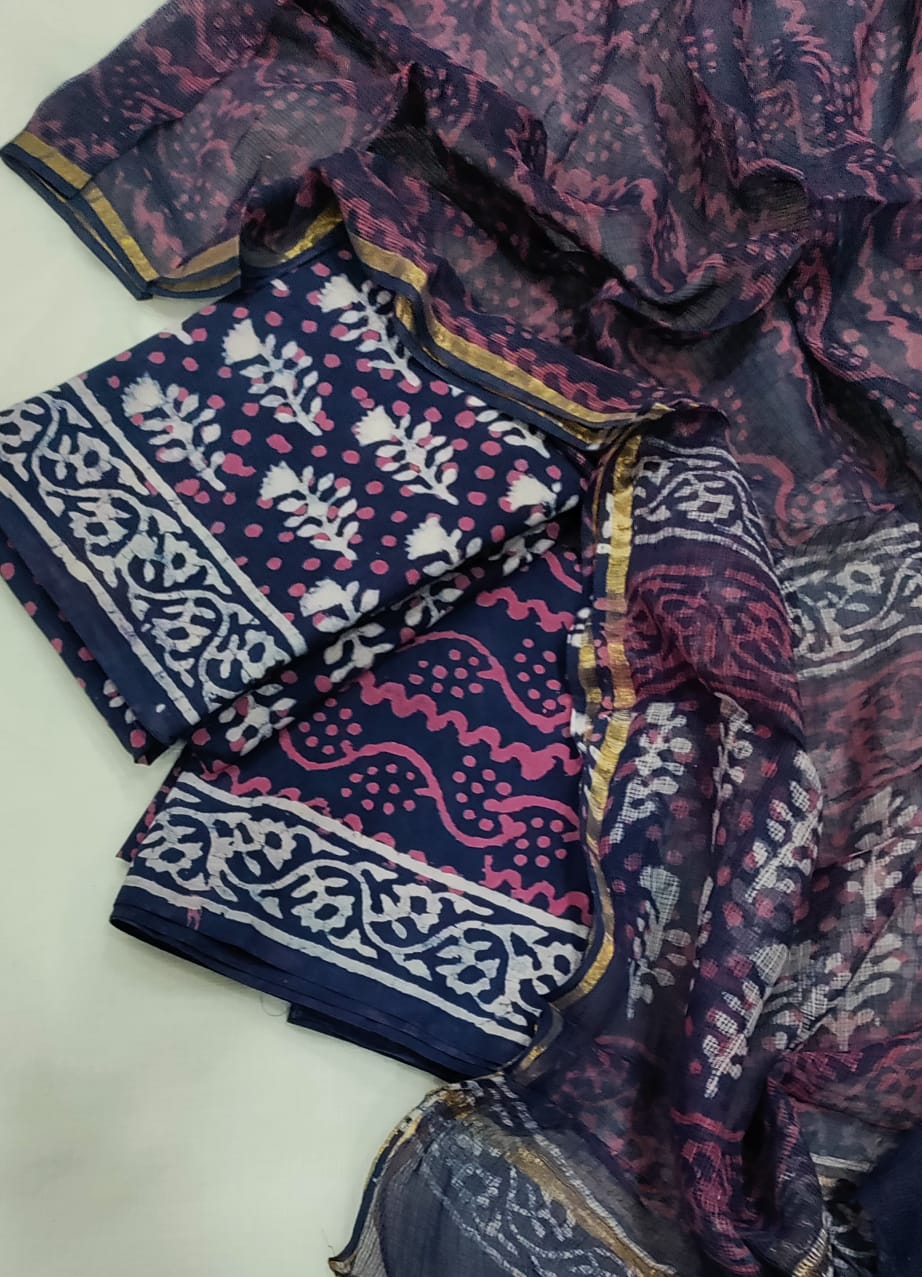 Premium Cotton Suit with Kota Doria Dupatta