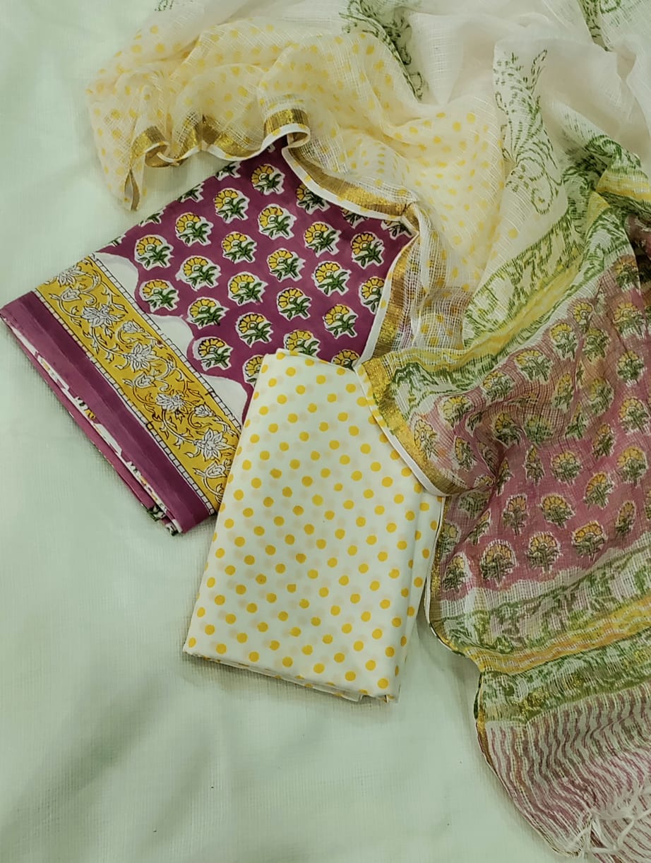 Premium Cotton Suit with Kota Doria Dupatta