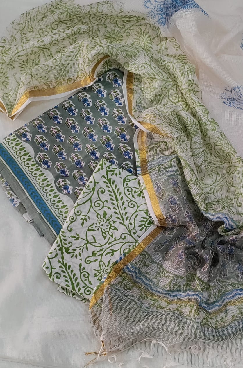 Premium Cotton Suit with Kota Doria Dupatta