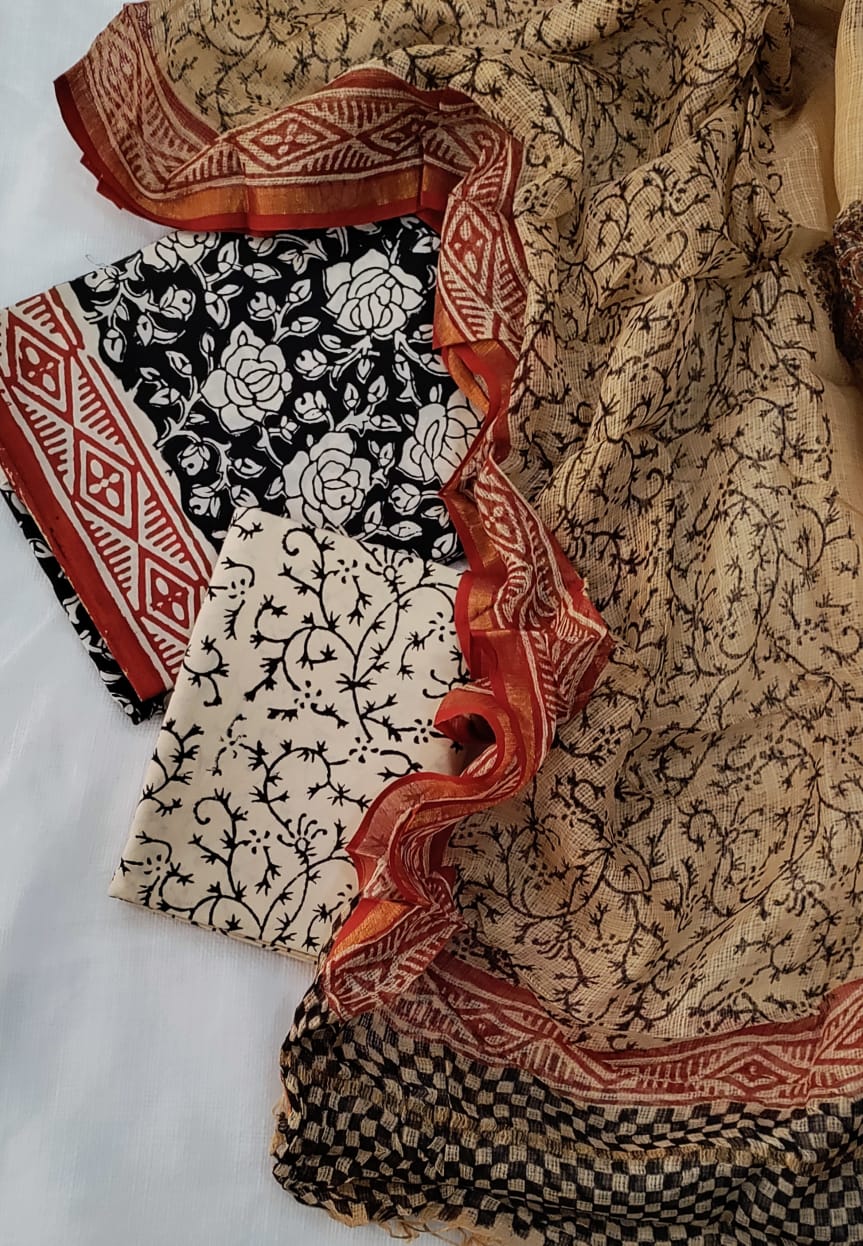 Premium Cotton Suit with Kota Doria Dupatta