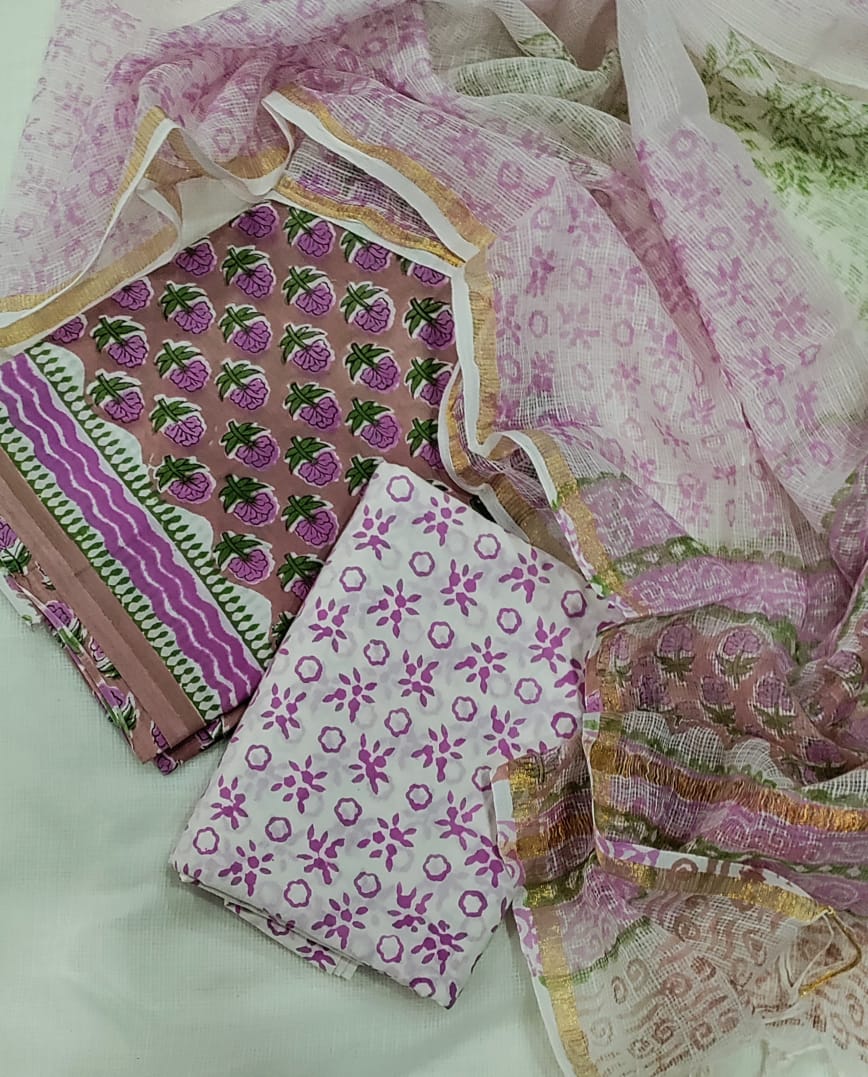 Premium Cotton Suit with Kota Doria Dupatta