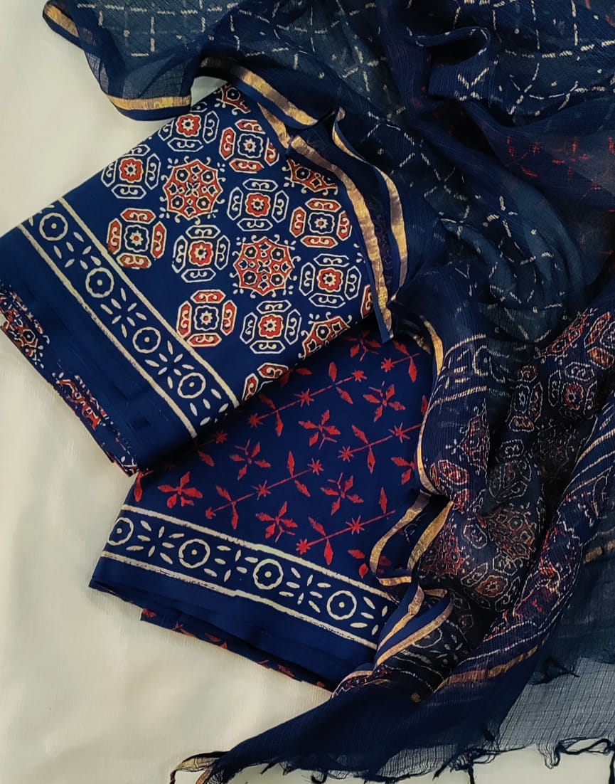 Premium Cotton Suit with Kota Doria Dupatta