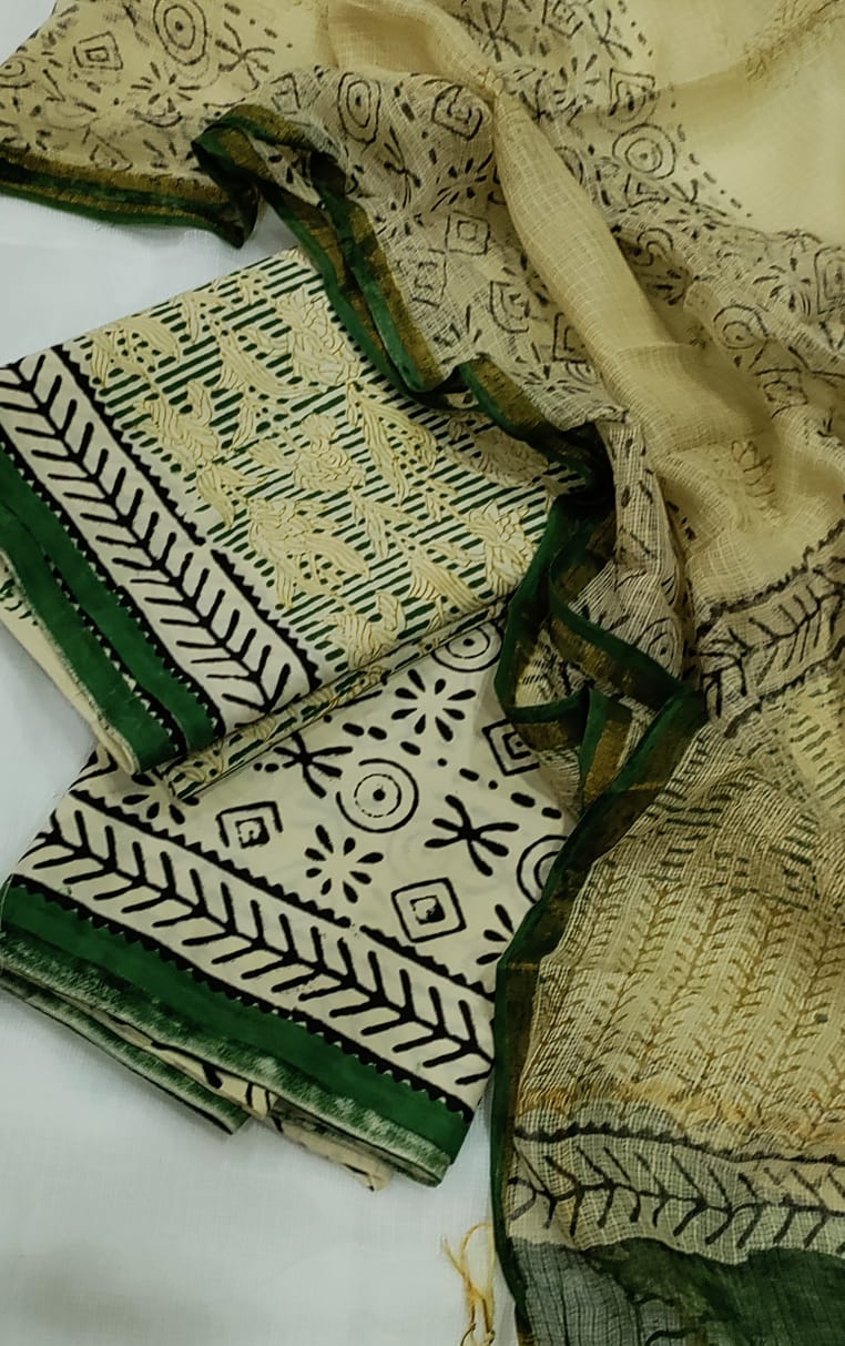 Cotton suit with Kota Doria Dupatta