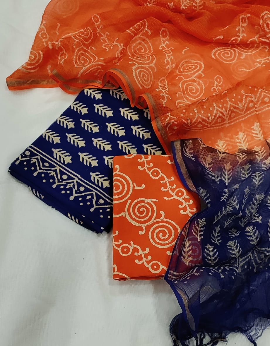 Cotton suit with Kota Doria Dupatta