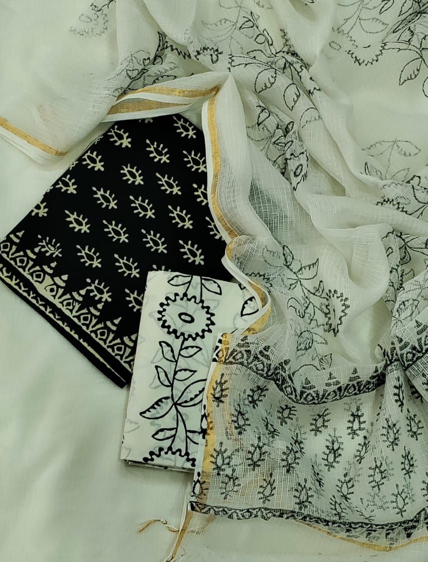 Cotton suit with Kota Doria Dupatta
