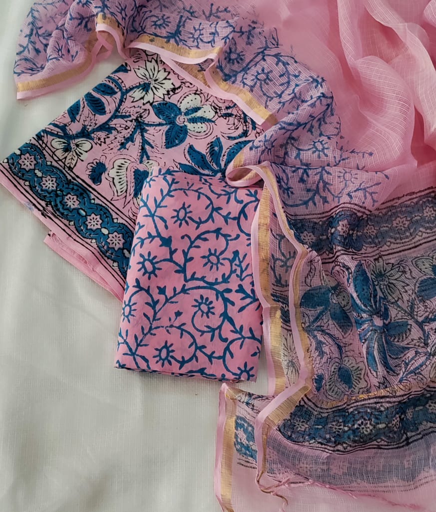 Cotton suit with Kota Doria Dupatta