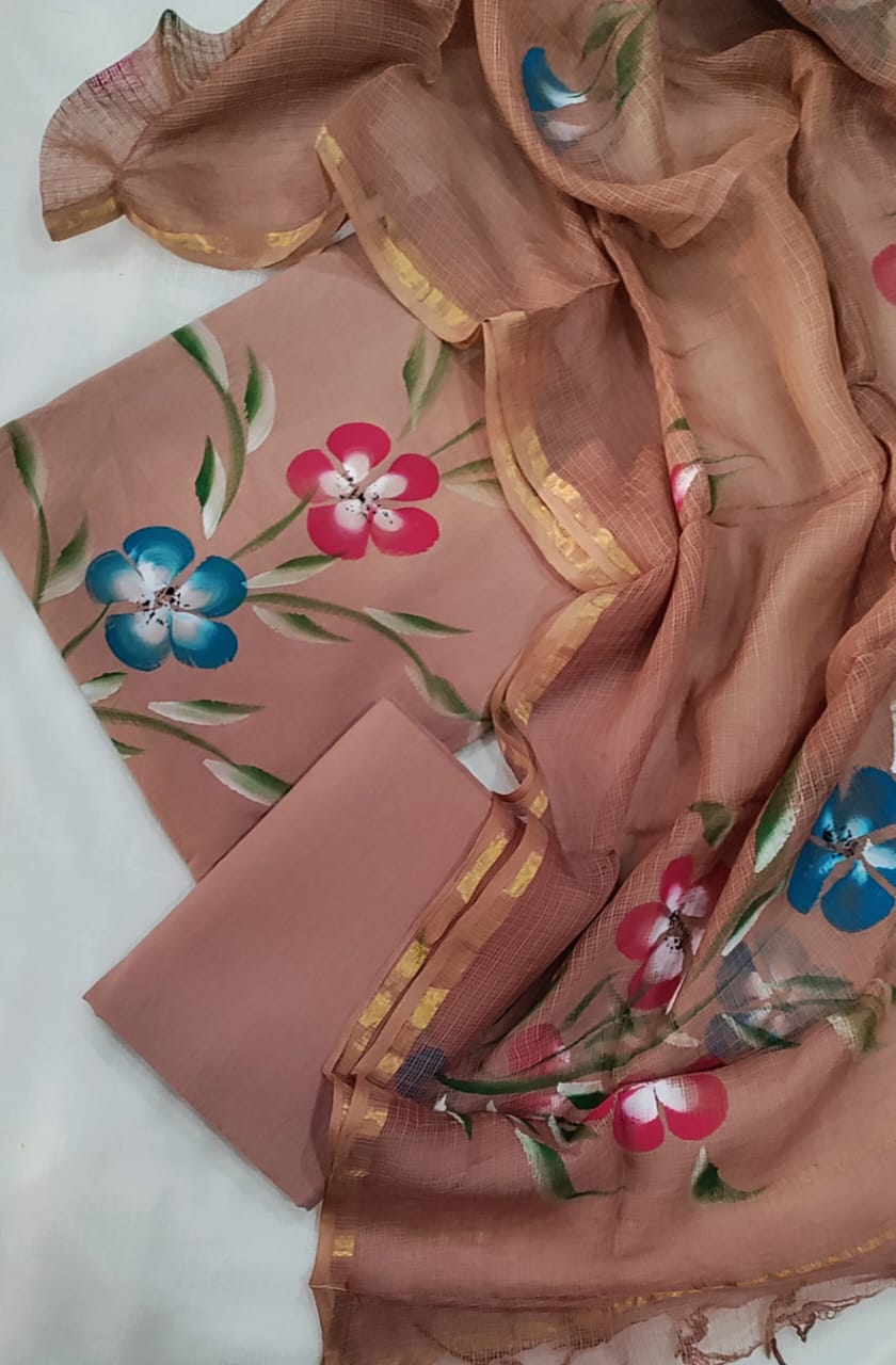 Cotton suit with Kota Doria Dupatta