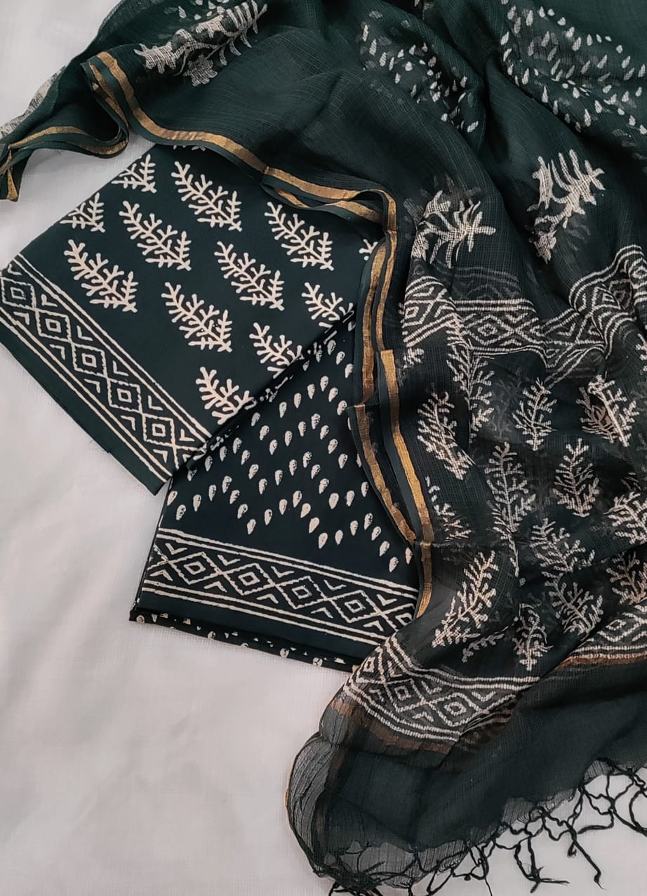 Cotton suit with Kota Doria Dupatta