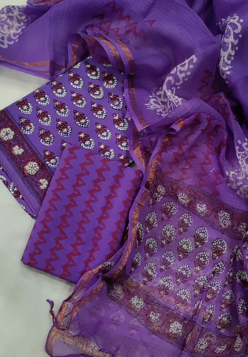 Cotton suit with Kota Doria Dupatta